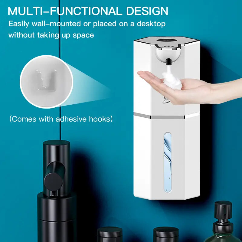 Automatic Foaming Soap Dispenser, USB Rechargeable, 4 Levels, Waterproof, Wall-Mount, 12oz