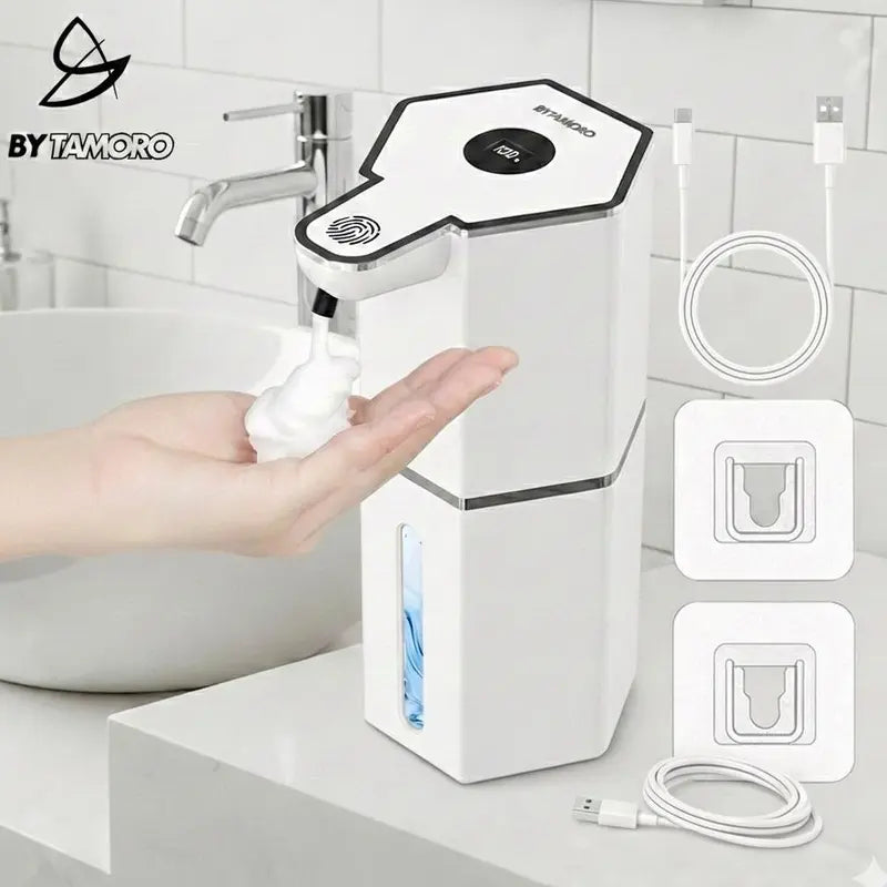 Automatic Foaming Soap Dispenser, USB Rechargeable, 4 Levels, Waterproof, Wall-Mount, 12oz