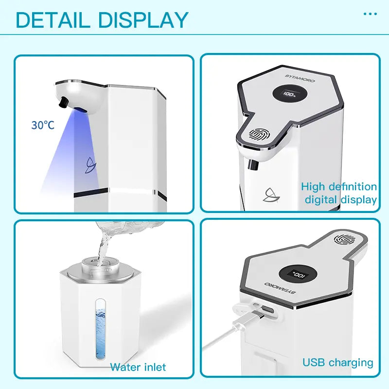 Automatic Foaming Soap Dispenser, USB Rechargeable, 4 Levels, Waterproof, Wall-Mount, 12oz