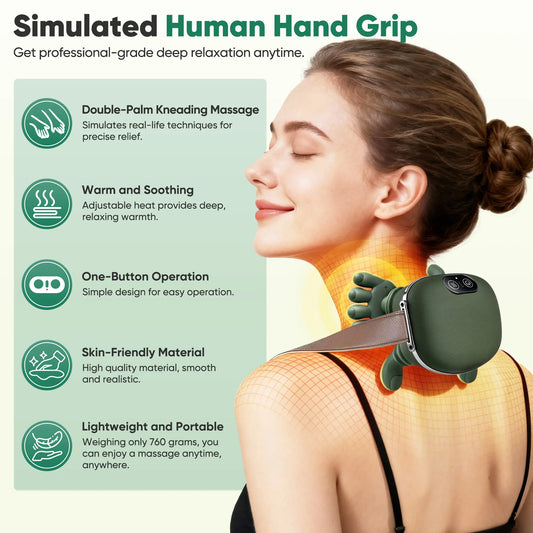 Electric 3D Kneading Neck & Shoulder Massager, Heat, Wireless, Portable, Deep Tissue Pain Relief (2026 Upgrade)