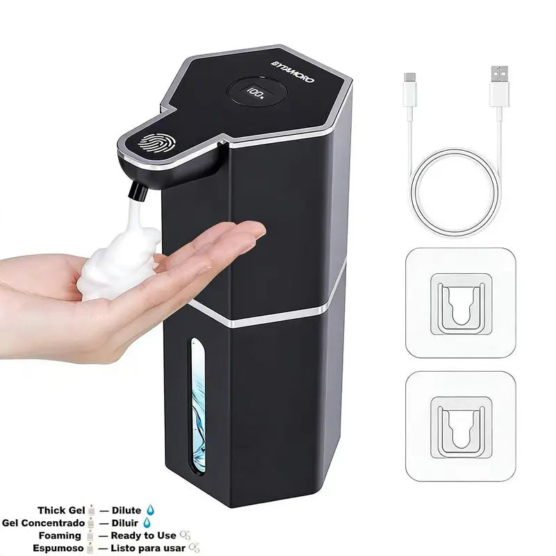 Automatic Foaming Soap Dispenser, USB Rechargeable, 4 Levels, Waterproof, Wall-Mount, 12oz